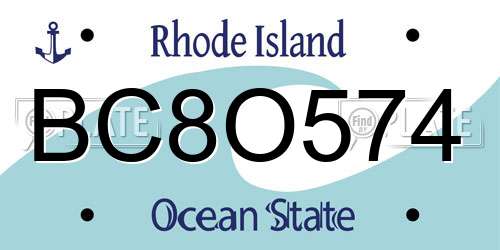 BC8O574 Rhode Island License Plate