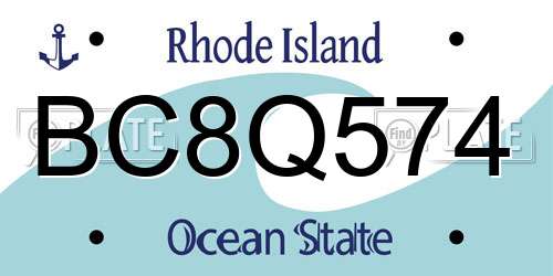 BC8Q574 Rhode Island License Plate