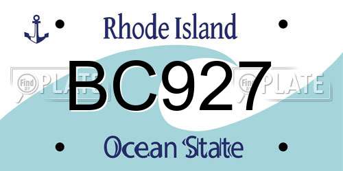 BC927 Rhode Island License Plate