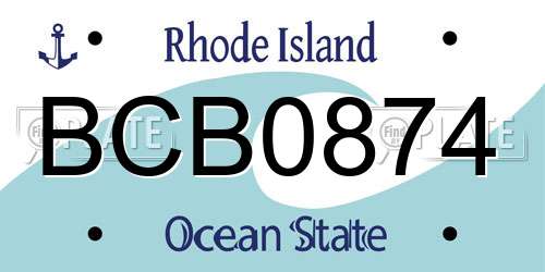 BCB0874 Rhode Island License Plate