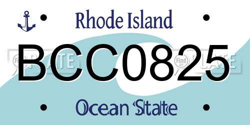 BCC0825 Rhode Island License Plate