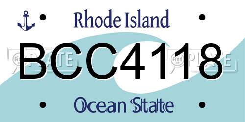 BCC4118 Rhode Island License Plate