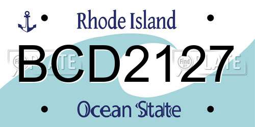 BCD2127 Rhode Island License Plate