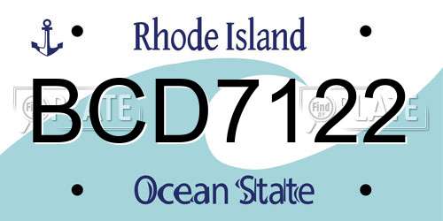 BCD7122 Rhode Island License Plate