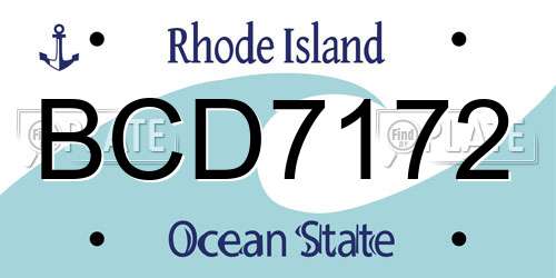 BCD7172 Rhode Island License Plate