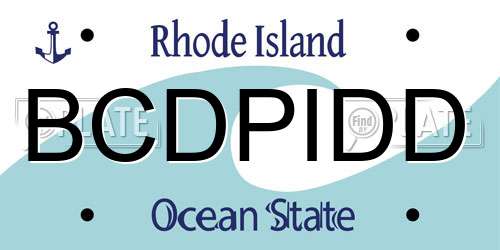 BCDPIDD Rhode Island License Plate