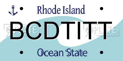 BCDTITT Rhode Island License Plate