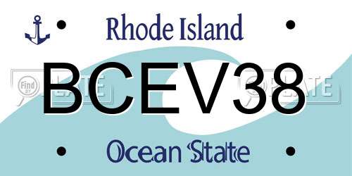 BCEV38 Rhode Island License Plate