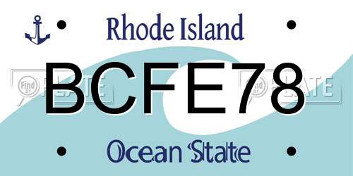 BCFE78 Rhode Island License Plate