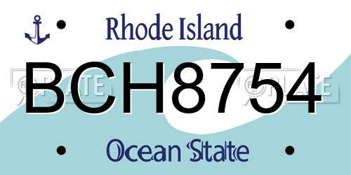 BCH8754 Rhode Island License Plate