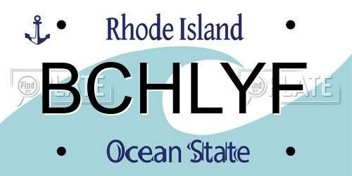 BCHLYF Rhode Island License Plate