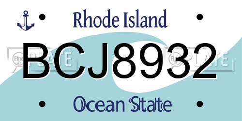 BCJ8932 Rhode Island License Plate