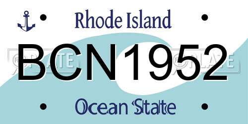 BCN1952 Rhode Island License Plate