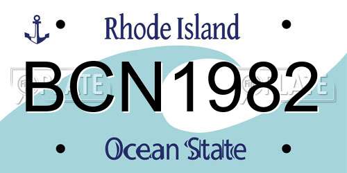 BCN1982 Rhode Island License Plate