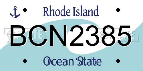 BCN2385 Rhode Island License Plate