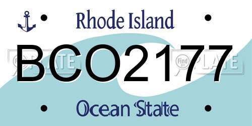 BCO2177 Rhode Island License Plate