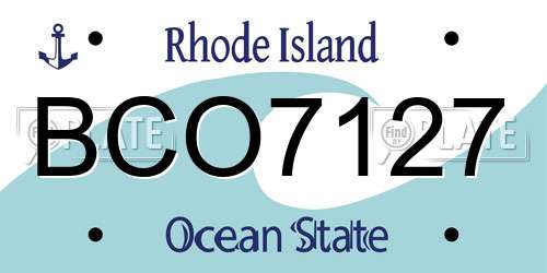BCO7127 Rhode Island License Plate