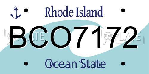 BCO7172 Rhode Island License Plate