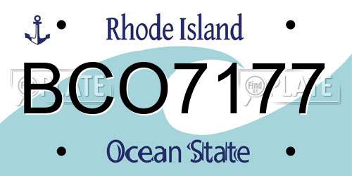 BCO7177 Rhode Island License Plate
