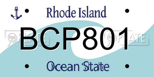 BCP801 Rhode Island License Plate