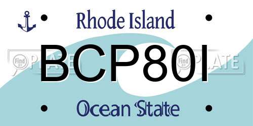 BCP80I Rhode Island License Plate