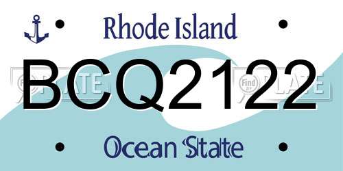 BCQ2122 Rhode Island License Plate