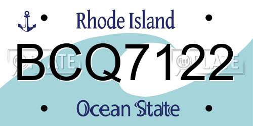 BCQ7122 Rhode Island License Plate