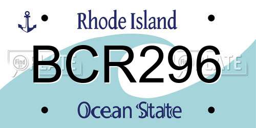 BCR296 Rhode Island License Plate
