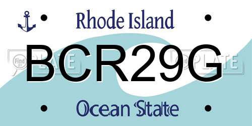 BCR29G Rhode Island License Plate
