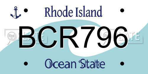 BCR796 Rhode Island License Plate