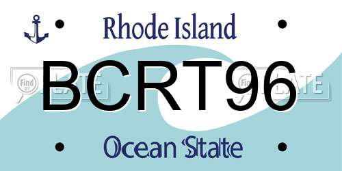 BCRT96 Rhode Island License Plate
