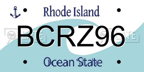 BCRZ96 Rhode Island License Plate