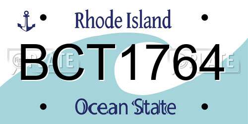 BCT1764 Rhode Island License Plate