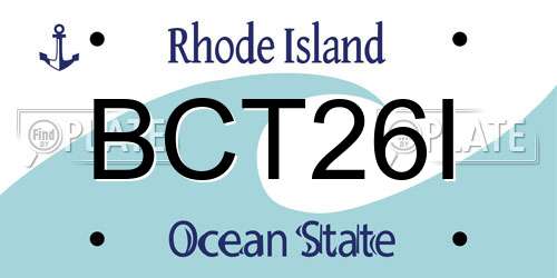 BCT26I Rhode Island License Plate