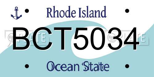 BCT5034 Rhode Island License Plate