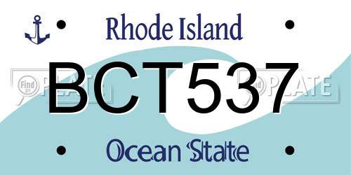 BCT537 Rhode Island License Plate