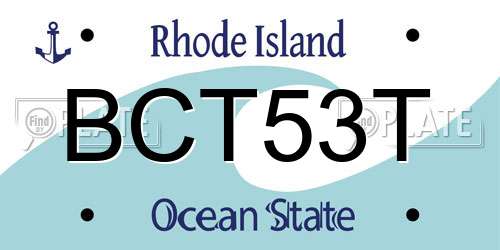 BCT53T Rhode Island License Plate