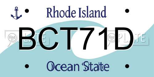 BCT71D Rhode Island License Plate