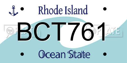 BCT761 Rhode Island License Plate