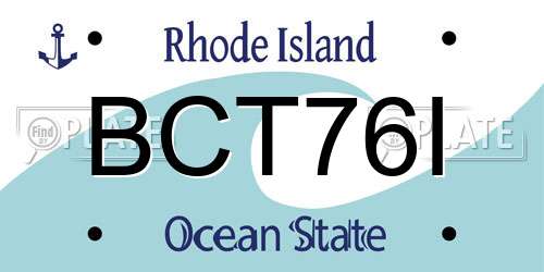 BCT76I Rhode Island License Plate