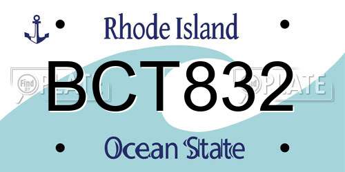 BCT832 Rhode Island License Plate