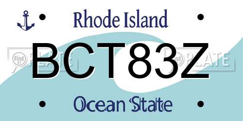 BCT83Z Rhode Island License Plate
