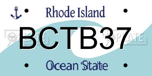 BCTB37 Rhode Island License Plate