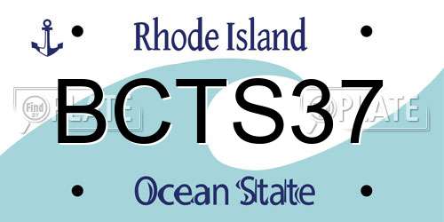BCTS37 Rhode Island License Plate