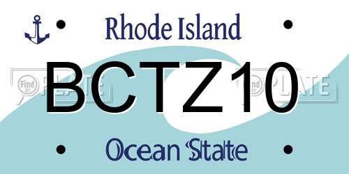 BCTZ10 Rhode Island License Plate