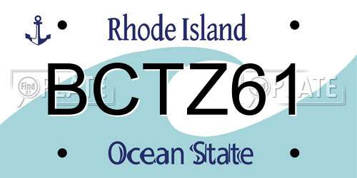 BCTZ61 Rhode Island License Plate