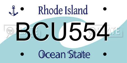 BCU554 Rhode Island License Plate