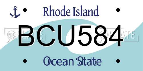 BCU584 Rhode Island License Plate