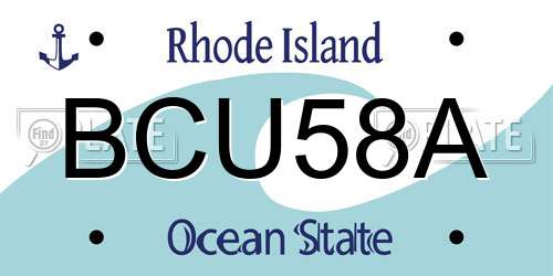 BCU58A Rhode Island License Plate
