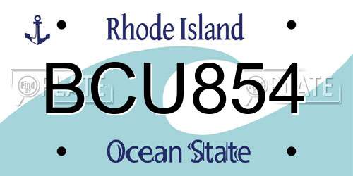 BCU854 Rhode Island License Plate